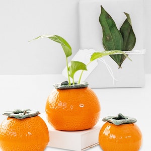 Orange Ceramic Vase, Ceramic Fruit Vase, Orange Flower Vase, Flower Arrangements For Living Room, Orange Home Decor, Unique Home Accent.