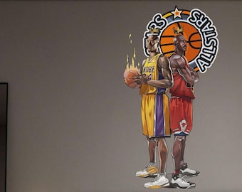 Removable Peel and Stick Basketball All Stars Michael Jordan Kobe Bryant Wall Decal Wall Sticker