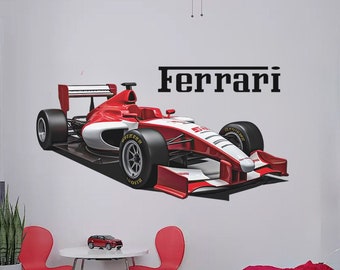 Verwijderbare Peel-and-Stick Ferrari raceauto muursticker muursticker