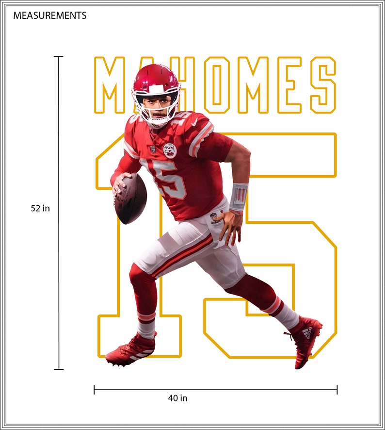 Removable Peel and Stick Football Kansas City Chief Patrick Mahomes ...