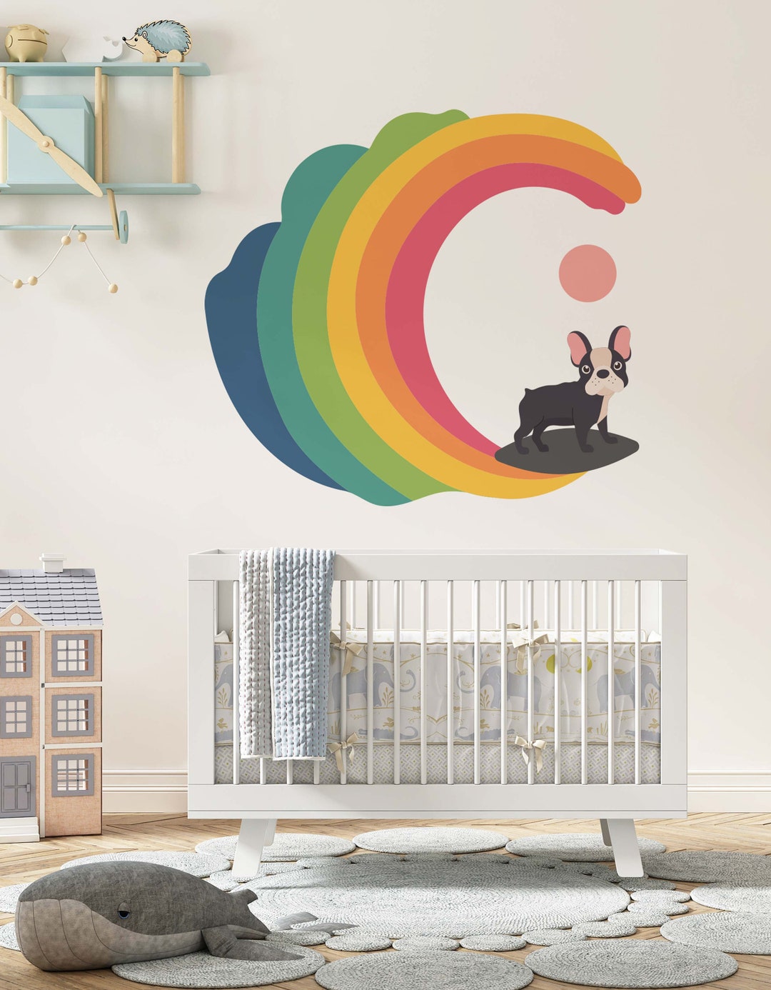 Removable Peel and Stick Rainbow With Dog Golden Retriever Jack Russel ...