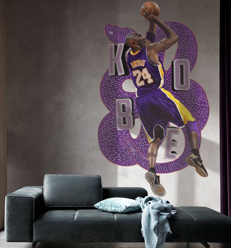Removable Peel and Stick Kobe Bryant Basketball Los Angeles Lakers Wall