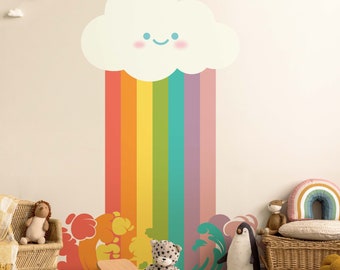 Adhesivo de pared extraíble con diseño de arcoíris para despegar y pegar