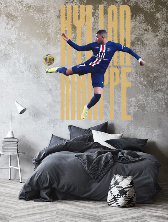 Removable Peel and Stick Kylian Mbappe Soccer Football Paris St. Germain FC  Wall Decal Wall Sticker