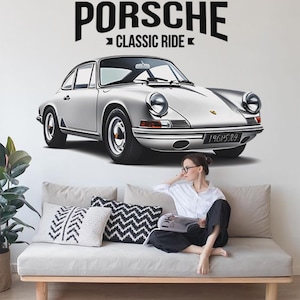 Naklejka ścienna Porsche Classic Car z możliwością odklejenia i przyklejenia
