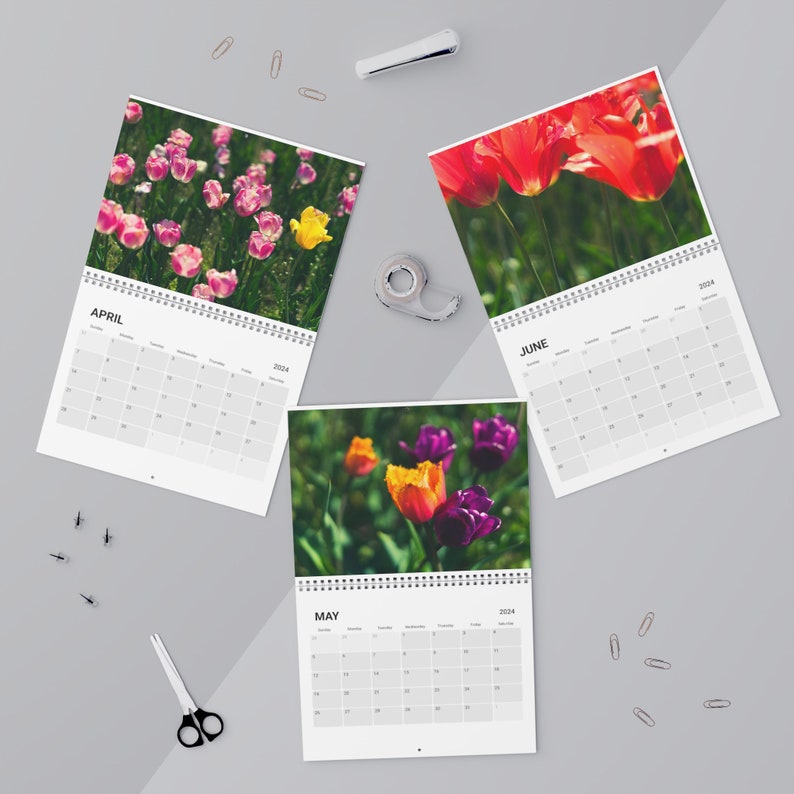 Beautiful Tulips Calendar 2024 Etsy