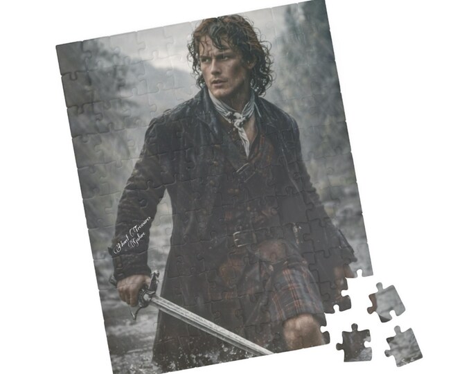 Cinematic Highland Warrior Puzzle | Stormy Scottish Romance Jigsaw Puzzle | Moody Historical Art Puzzle