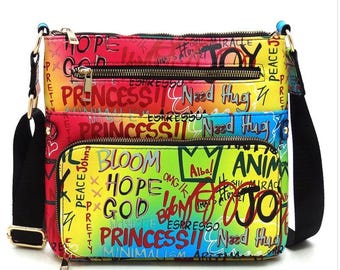 Multi Graffiti Crossbody Bag
