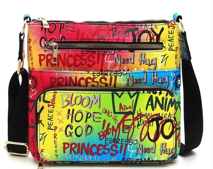Multi Graffiti Crossbody Bag