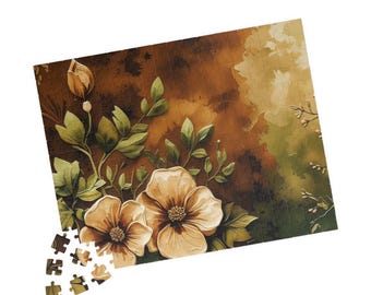 Floral Jigsaw Puzzle, Botanical Illustration