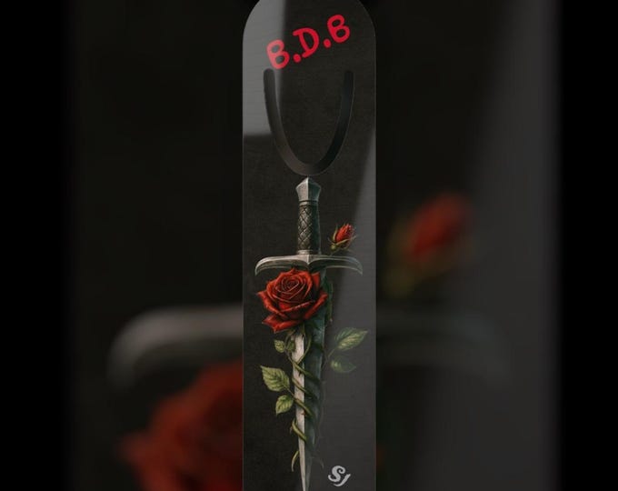 B.D.B Gothic Rose Sword Bookmark, Metal Bookmark, Fantasy Gift, Reader's Accessory, Book Lover Gift, Unique Design.