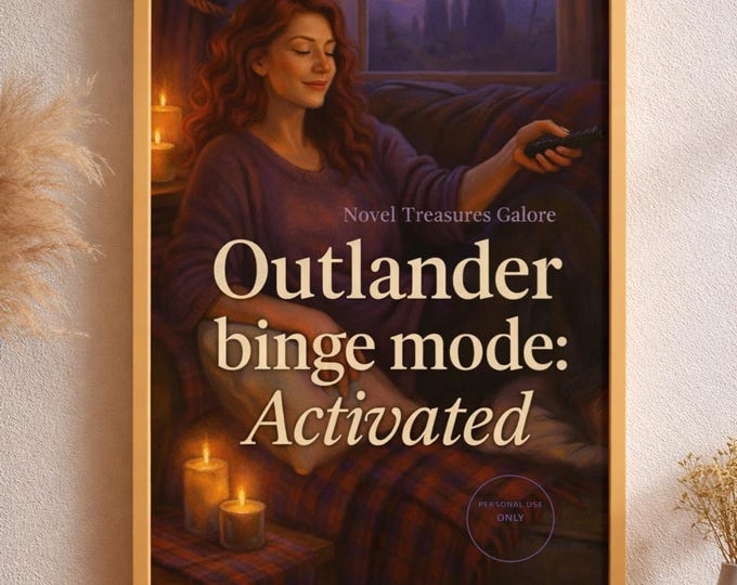 Outlander Binge Mode Activated – Cozy Scottish Fan Art Digital Wall Print (Digital Download)
