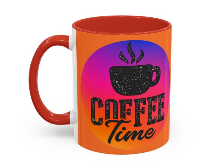 Coffee Time Accent Coffee Mugs, 11 oz, 15oz