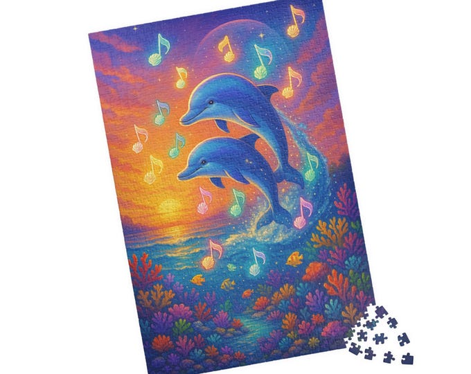 Dolphin Jigsaw Puzzle: Ocean Sunset Scene