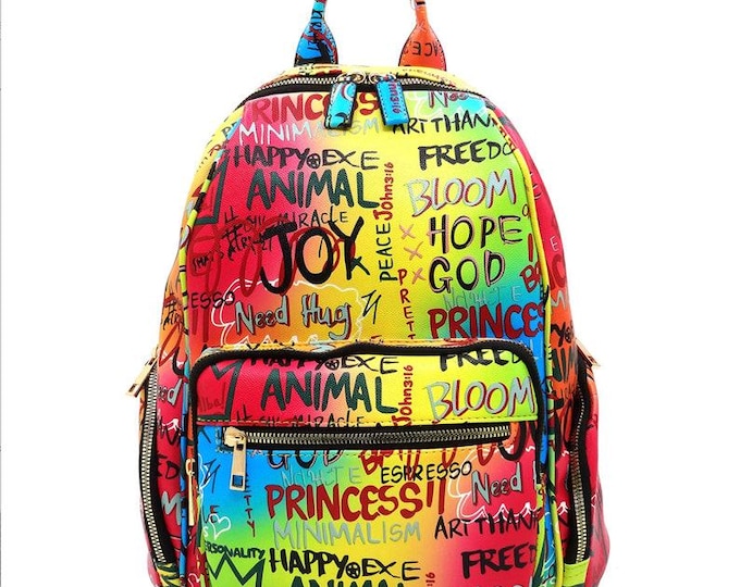 Multi Graffiti Backpack