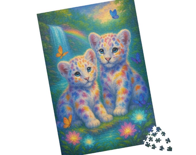 Colorful Snow Leopard Cubs Jigsaw Puzzle
