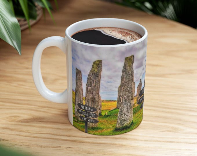 Warning  - Standing Stones - inspired by Outlander Ceramic Mug, Perfect for Outlander Fans, Coffee Lover Gift, Unique Collectible,