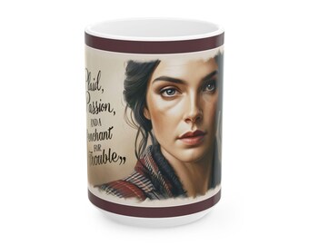Outlander Ceramic Mug: Claire Fraser Portrait, Coffee Lover Gift (11oz 15oz)