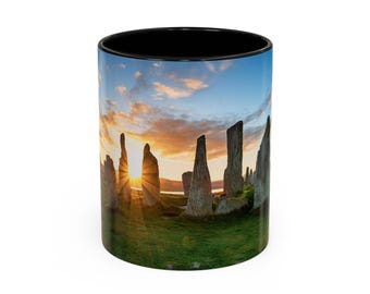 Sunset Over Stone Circle Two-Tone Coffee Mugs  (11, 15oz)