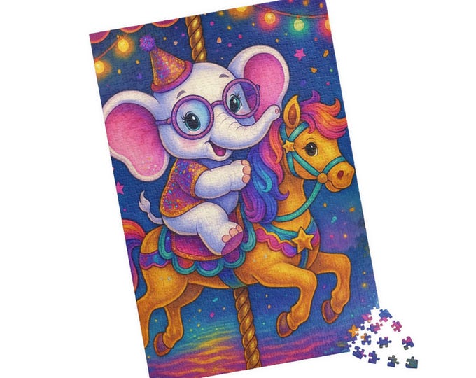 Elephant & Pony Carousel Jigsaw Puzzle