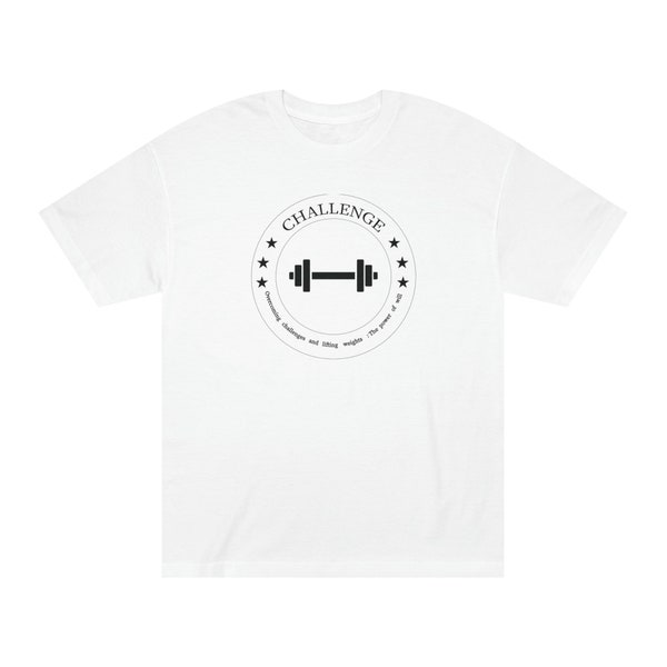 Rise to the Challenge: Elevate Your Style with Dumbbell-themed T-shirt