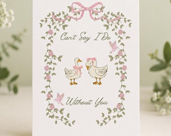 Bridesmaid Proposal Card Template, Goose Cant Say I Do Without You Card, Silly Goose Bridal Party Invite, Editable Canva, Instant Download