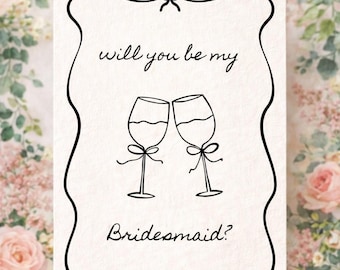 Minimalist Bridesmaid Proposal Card, Will You Be My Bridesmaid Card, Modern Simple Bridal Party Invite, Editable Canva, Instant Download