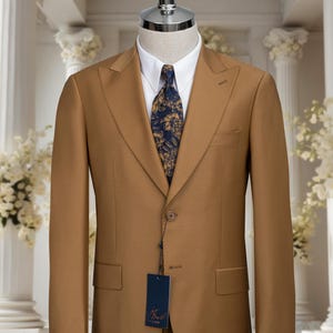 Classic 220’s Super Woven Wool Men's Suit Peak Lapel Pin Stitching , Corporate Wear , Gift For Him , Grooms Suit , Best Men’s Suit