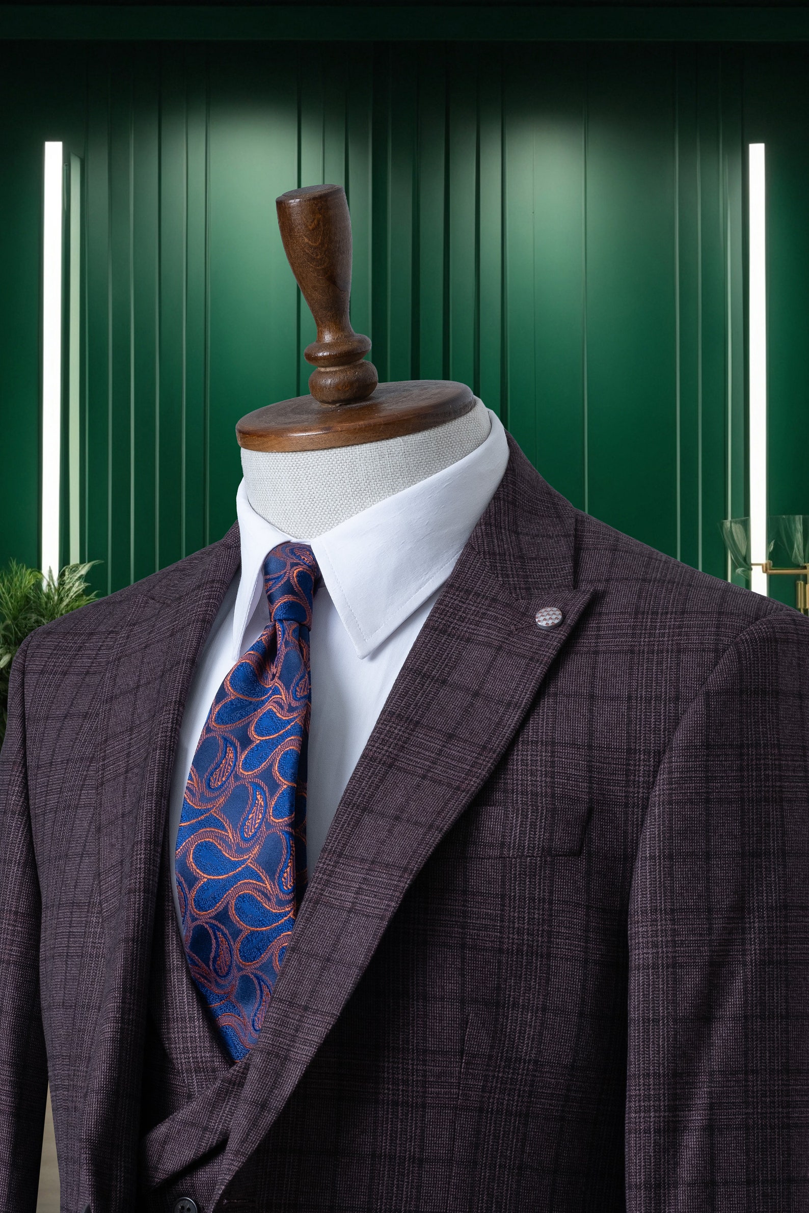 Purple 3 Pieces Wedding Suits Solid Color Slim Fit Men's Suit