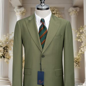 Classic 220’s Super Woven Wool Men's Suit Peak Lapel Pin Stitching , Corporate Wear , Gift For Him , Grooms Suit , Best Men’s Suit