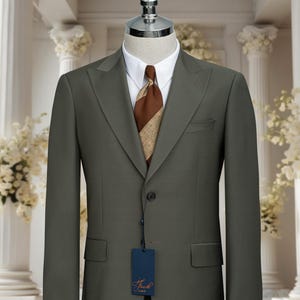 Classic 220’s Super Woven Wool Men's Suit Peak Lapel Pin Stitching , Corporate Wear , Gift For Him , Grooms Suit , Best Men’s Suit