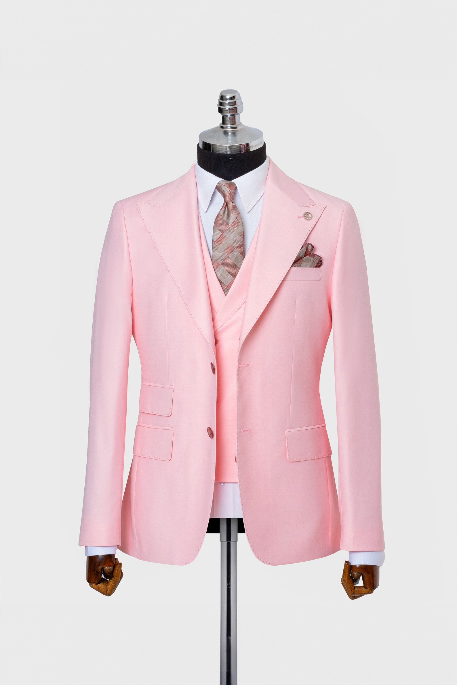 Pink Four-Piece, Five-button Suit or Tux Men's Vest for Men Also available in Big and Tall Sizes