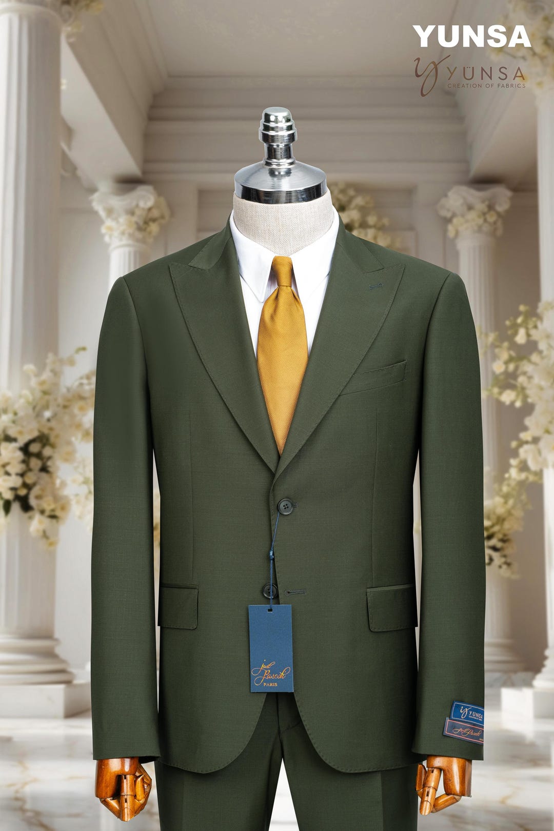 Classic 220's Woven Wool Men's Suit: Peak Lapel, Pin