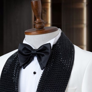 Black Men&#39;s Bow Tie, Formal Tuxedo Suit Bowtie, Adjustable Neck, Pre-Tied Wedding, Graduations, Work Events,Wedding Bow Tie, Self Tie