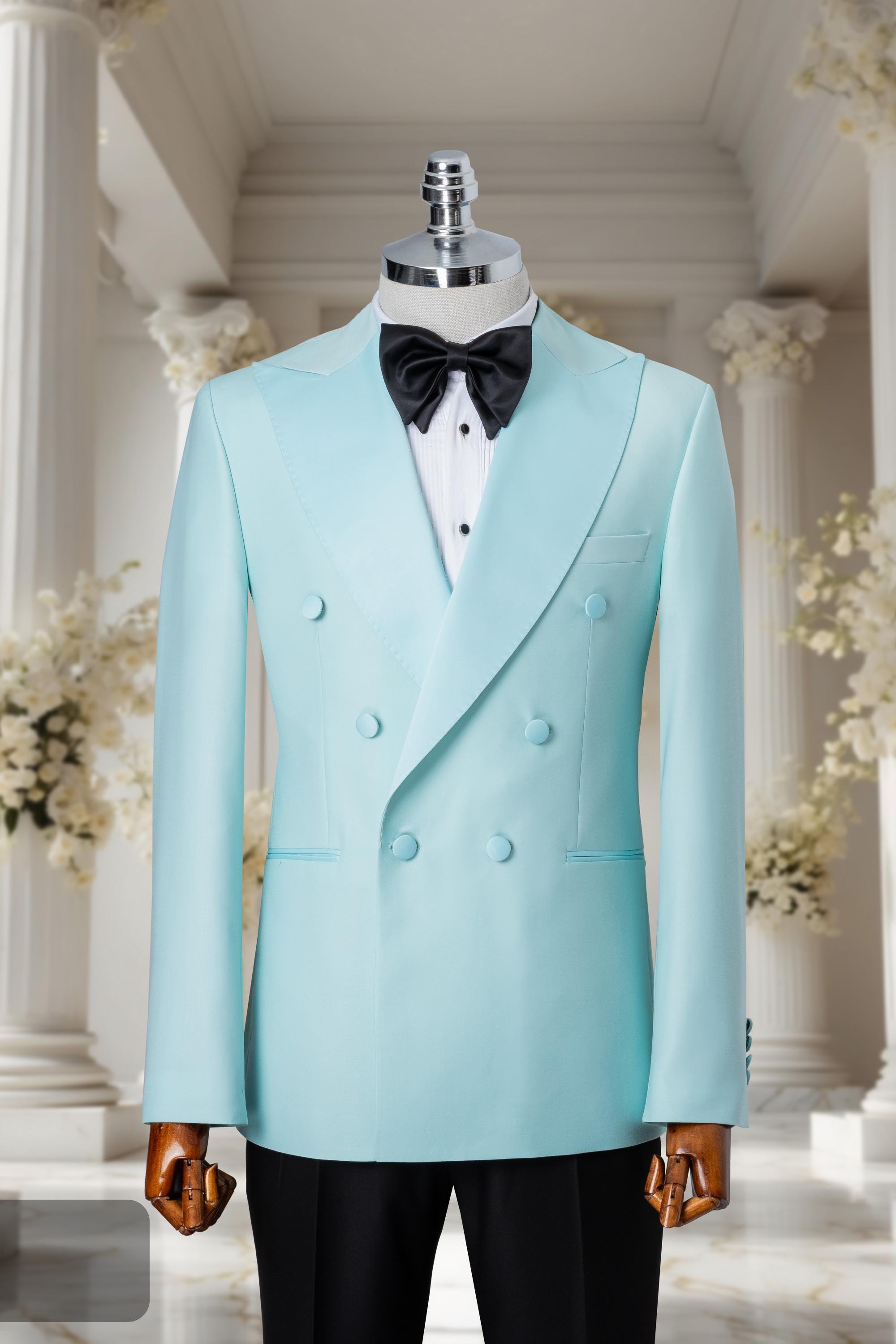 Double Breasted Checked Men's Suit, Multiple Color Selection