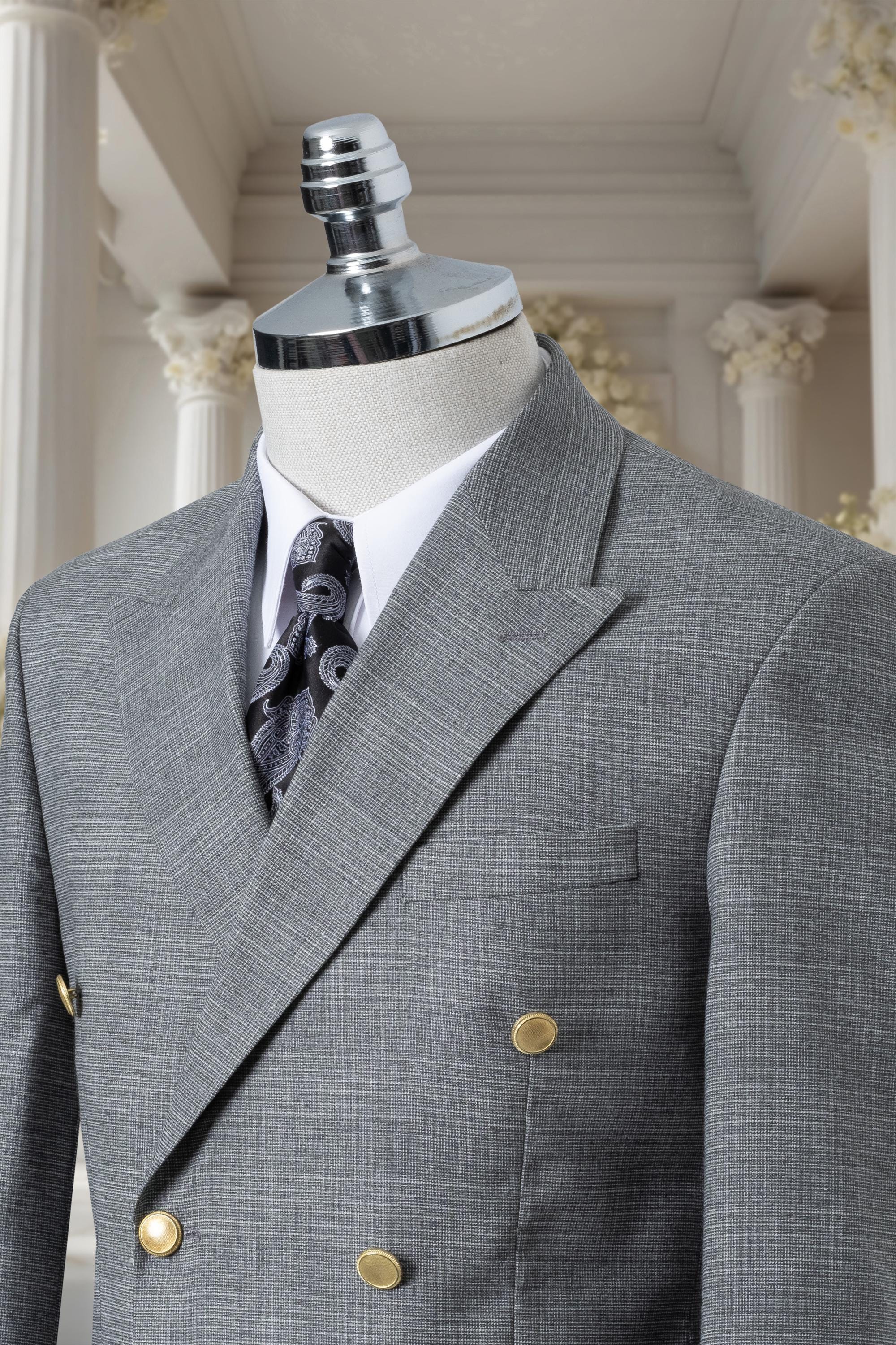 Slim Fit Wool Men's Suit: Double Breasted Checked Blazer - Etsy