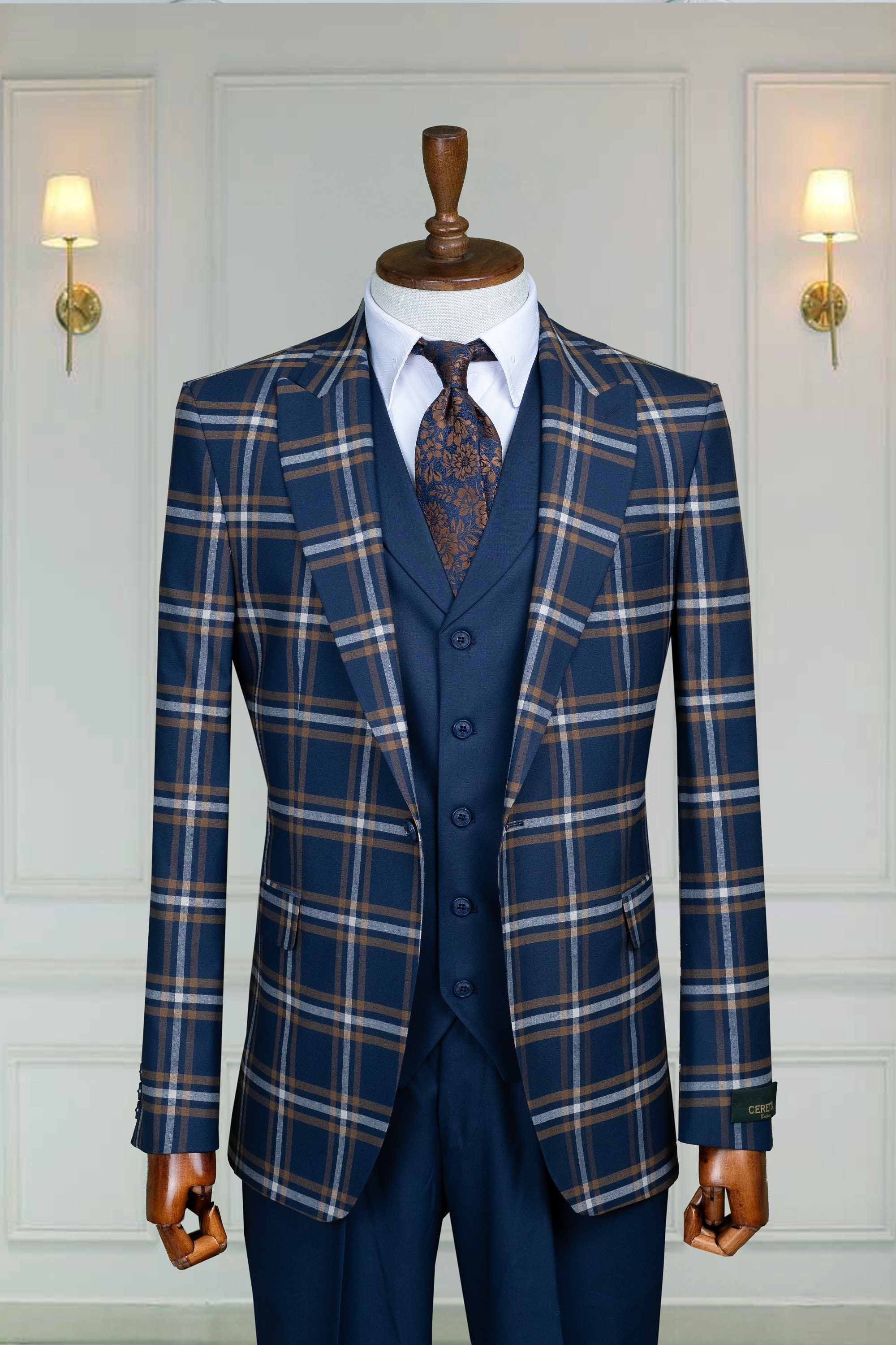 Mens Blue Plaid Suit Etsy Canada