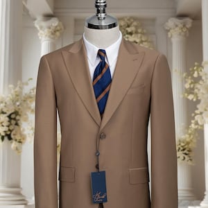 Classic 220’s Super Woven Wool Men's Suit Peak Lapel Pin Stitching , Corporate Wear , Gift For Him , Grooms Suit , Best Men’s Suit