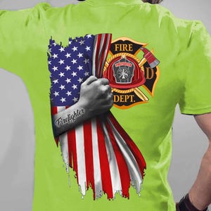 Firefighter T-Shirt Flag Design Firefighter Shirt for Men American Flag Shirt