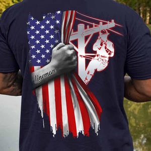 Lineman Shirt  American Flag Shirt  Tee Work Shirt