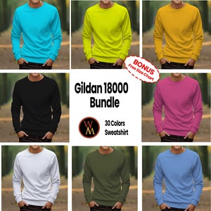 Gildan 18000 Mockup Bundle, male Forrest Mockup Bundle, Gildan Sweatshirt 18000 Mockup, mockup bundle crewneck sweatshirt mockup, 30 colors