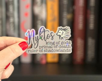 Nyktos Holographic Sticker | Licensed Jennifer Armentrout FBAA Fantasy Decal Kindle Laptop Water Bottle