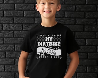 Camiseta juvenil "Solo amo mi moto de cross y a mi mamá" / Camiseta de moto de cross / Tallas juveniles