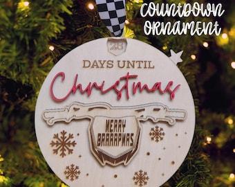 Adorno de cuenta regresiva navideña de motocross, adorno de moto de cross, decoración de cuenta regresiva navideña, cuenta regresiva navideña de moto de cross, calendario de adviento