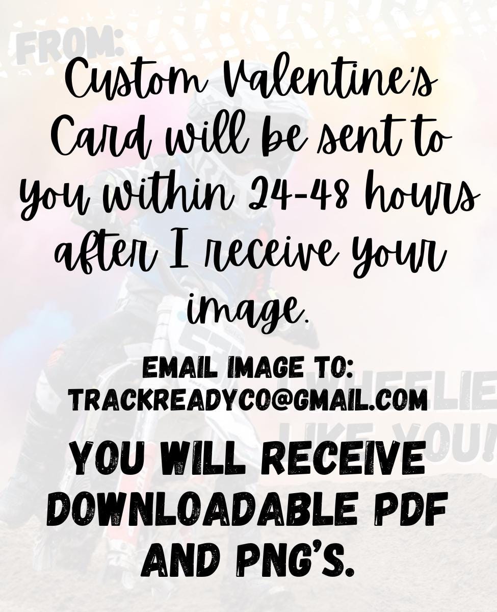 Custom Dirtbike Valentine's Day Cards Personalized Dirt Bike Valentines ...