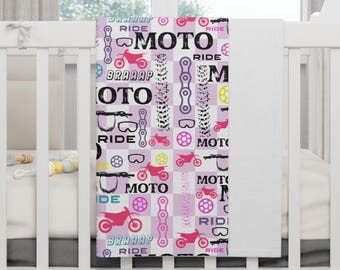 Manta polar para bebé con diseño de Dirtbike Girl, manta para bebé de moto, manta para bebé de motocross, manta para bebé de Dirt Bike, regalo para bebé de moto
