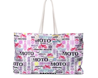 Bolso de fin de semana para mamá de motocross en colores pastel, bolso para mamá de motocross, bolso para mamá de motocross, bolso de mano para mamá de moto, regalo para mamá de motocross, regalo para mamá de motocross