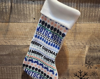 Dirtbike Stocking, Motocross Christmas Stocking, Handmade Stocking, Dirt Bike Stocking, One-of-a-kind Stocking, Christmas Stockings