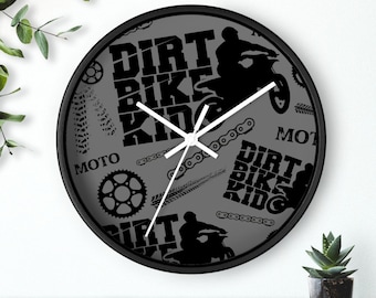 Dirt Bike Kid Wall Clock, Motocross Clock, Dirtbike CLock, Gift for Moto Kid, Motocross Room, Motocross Decor, Dirtbike Decor