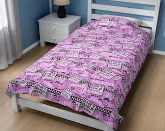 Dirtbike Girl Themed Plush Blanket - Cozy Off-Road Comfort, Motocross Blanket, Christmas Gift Ideas, Dirtbike Blanket, Motocross Girl